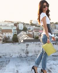 white tee + jeans