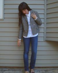 Sundays outfit- Vintage blazer and white blouse
