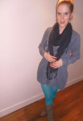 coloured tights: tunic & blue