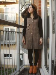 Sweet little pinafore tweed dress