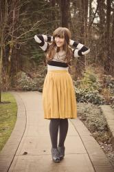 Look Book: Stripes & Mustard Hued Skirts!!