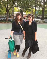 Two Brooklyn MOMS go COMMANDO in the Park after School-Commando Black Opaque Tights are Great!