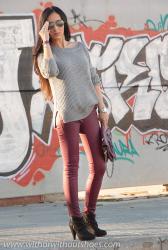 BURGUNDY WAXED TROUSERS and SILVER