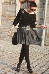 silver pleated skirt