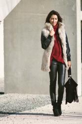 Chaleco pelo y cuero // Faux fur vest and leather