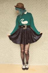 DIY Swan Sweater & Velvet Skirt!