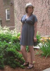 summer day: cotton dress, straw hat, sandals
