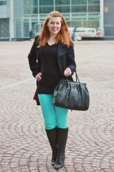 Bright mint coloured jeans