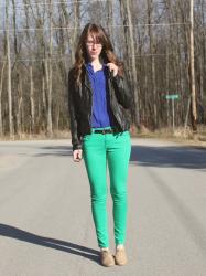 There are many ways to rock the green jeans.