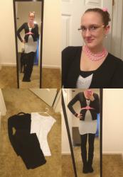 Pink, Polka Dot and Black Work Outfit