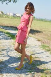 Pink peplum dress