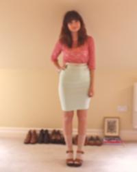 Pastel Pencil Skirt & Scalloped Lace