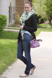 Wearing Today: Floral Scarf and Chambray