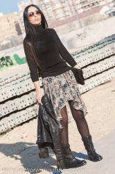 ASYMMETRICAL SKIRT + BIKER BOOTS