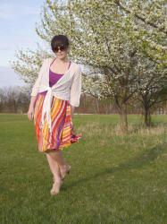 Living in a technicolour silk skirt
