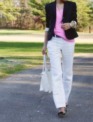 Navy Blazer + White Pants
