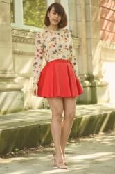 RED PLEATED SKIRT