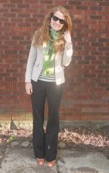 Stripes, blazer and a silk scarf