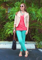 coral, turquoise, & stripes