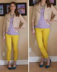 Review: Forever 21 Striped Moto Jacket & Colored Twill Pants