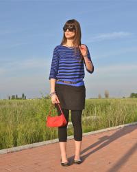 The blue striped dress