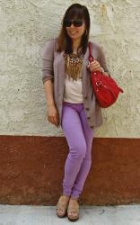 Lavender Flying Monkey Jeans, Fringe Necklace