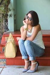 white tee + jeans