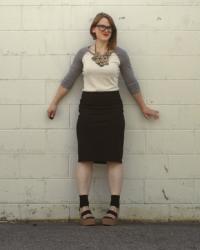 raglan sleeves and pencil skirt