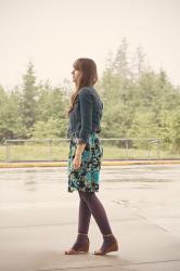 LOOK BOOK: FLORAL DRESS + PURPLE TIGHTS