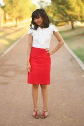 A red skirt and Benjamin Franklin ruffles