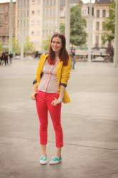 Yellow, Red, Green Sneakers