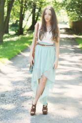 Blue chiffon skirt