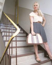 Office Girl ... Pleated Skirts & Straw Bags