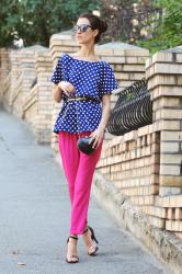 Look of the day: Polka dots and fuchsia