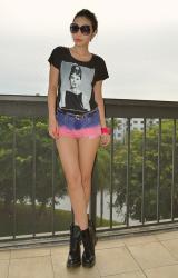 Casual Audrey Hepburn shirt + DIY tie-dye shorts