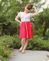 A Red Skirt Orientation Outfit