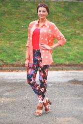 Peach Polkadots and Floral Skinnies