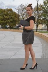 GREY LEATHER SKIRT