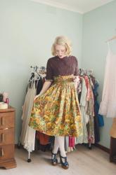 vintage mixing and matching – a watercolour dress and a cropped jacket