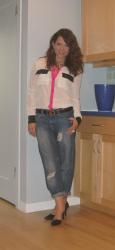 Boyfriend Jeans with Blouse and Heels