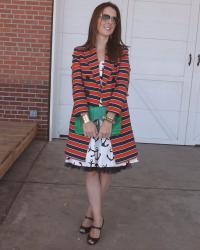 J.Crew Dizzy Anchors Dress & J.Crew Gondola Coat