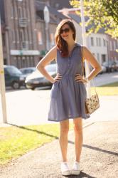 Shirtdress, Bird Purse, Flatforms