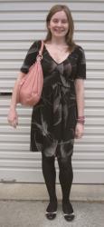 Leona Edminston Fern Print Dress, Marc by Marc Jacobs Blush Flats and Bag