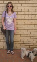 Lilac Screen Printed Tee, Sass and Bide Jeans, Rebecca Minkoff MAC