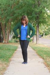 Outfit Post - Green and Blue at Home