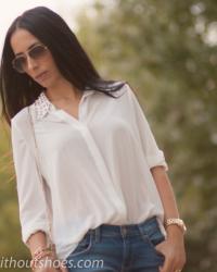 WHITE STUDDED BLOUSE 