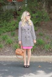 LOFT Corded Dobby Striped Trench