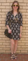 Zara Printed Dress, Asos Sandals, Vintage Chanel Flap Bag