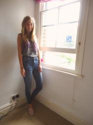 High waisted jeans and dip dyed hair