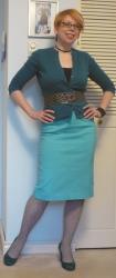 Sept 24th - Outfit #23 - Tones of Teal and Turquoise (and Tights!)
